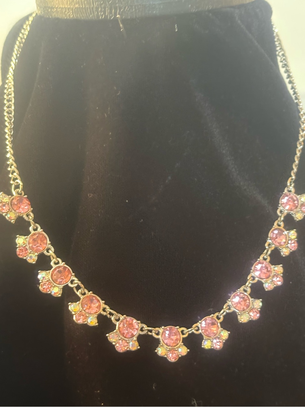 Pink Crystal Floral Statement Necklace - Women Jewelry